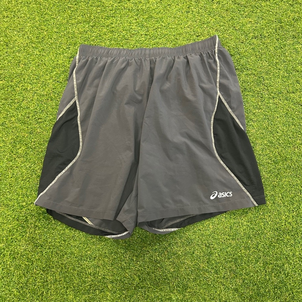 Asics Mens Running Shorts Grey Black Athletic Gym Training Size Medium